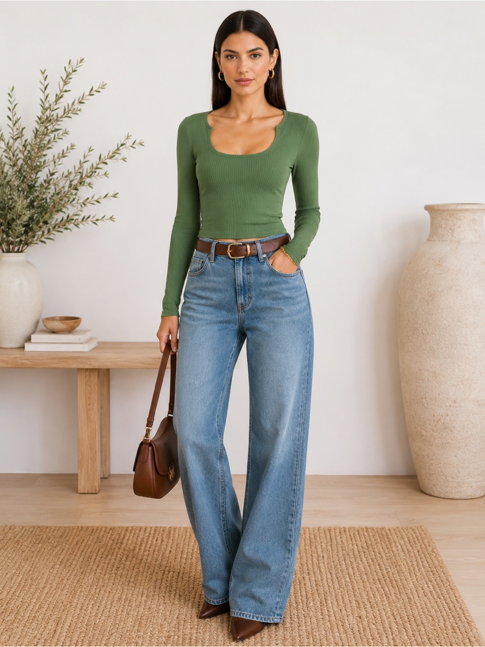 Free People Green Clean Slate Seamless Long Sleeve Layering Top XS/S - Picture 2 of 16